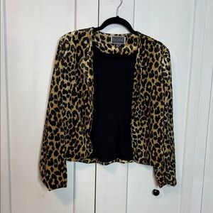 Guillaume Leopard Print Blazer in Black and Tan medium